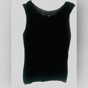Dana Buckman Elegant Crochet Black Sleeveless Top M